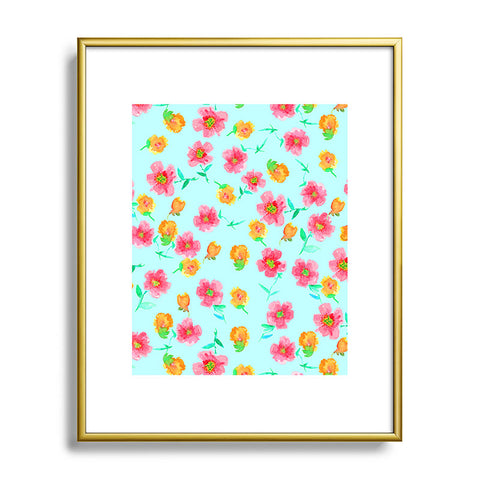 Joy Laforme Peonies And Tulips In Blue Metal Framed Art Print