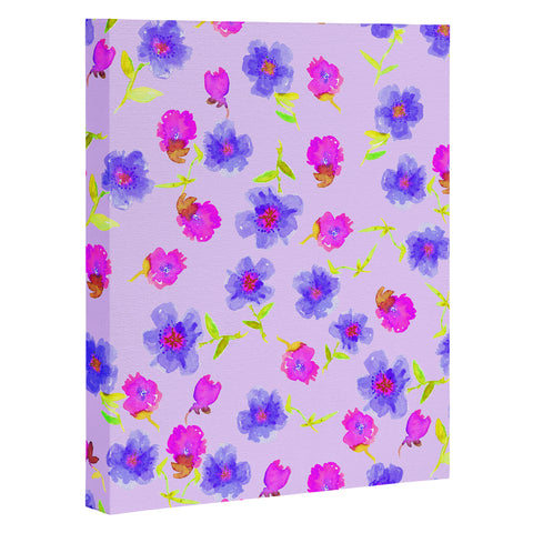 Joy Laforme Peonies And Tulips In Periwinkle Art Canvas