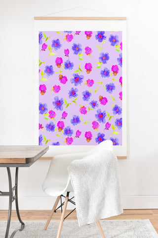 Joy Laforme Peonies And Tulips In Periwinkle Art Print And Hanger
