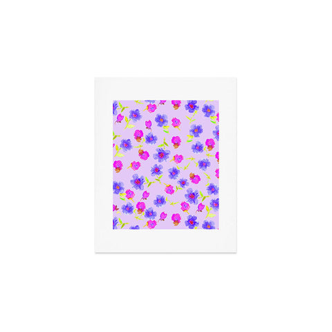 Joy Laforme Peonies And Tulips In Periwinkle Art Print