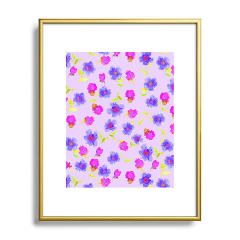 Joy Laforme Peonies And Tulips In Periwinkle Metal Framed Art Print