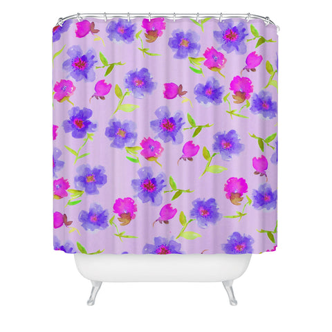 Joy Laforme Peonies And Tulips In Periwinkle Shower Curtain