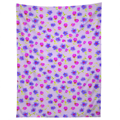 Joy Laforme Peonies And Tulips In Periwinkle Tapestry