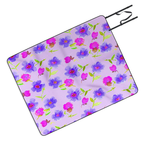 Joy Laforme Peonies And Tulips In Periwinkle Picnic Blanket