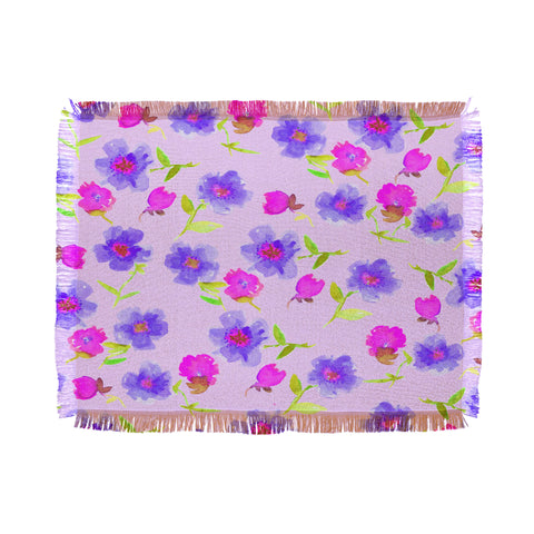 Joy Laforme Peonies And Tulips In Periwinkle Throw Blanket