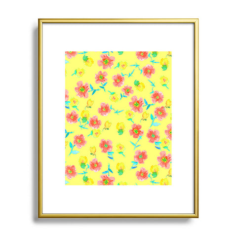 Joy Laforme Peonies And Tulips In Yellow Metal Framed Art Print