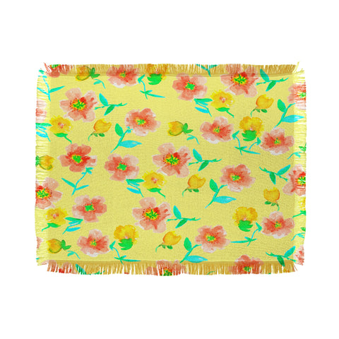 Joy Laforme Peonies And Tulips In Yellow Throw Blanket