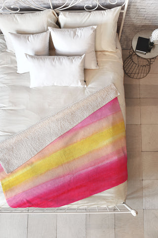 Joy Laforme Pink And Yellow Ombre Fleece Throw Blanket