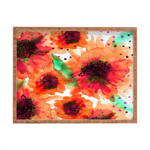 Joy Laforme Poppies In Red Rectangular Tray