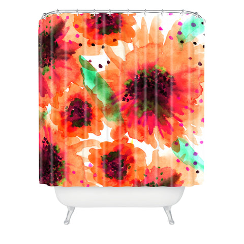 Joy Laforme Poppies In Red Shower Curtain