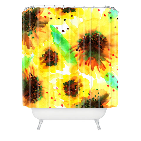 Joy Laforme Poppies in Yellow Shower Curtain
