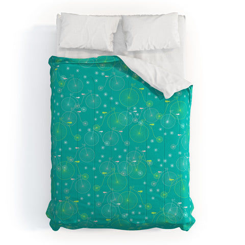 Joy Laforme Ride My Bicycle In Turquoise Comforter