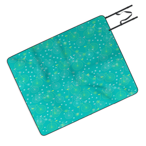 Joy Laforme Ride My Bicycle In Turquoise Picnic Blanket
