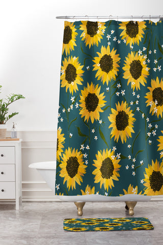 Joy Laforme Summer Garden Sunflowers Shower Curtain And Mat