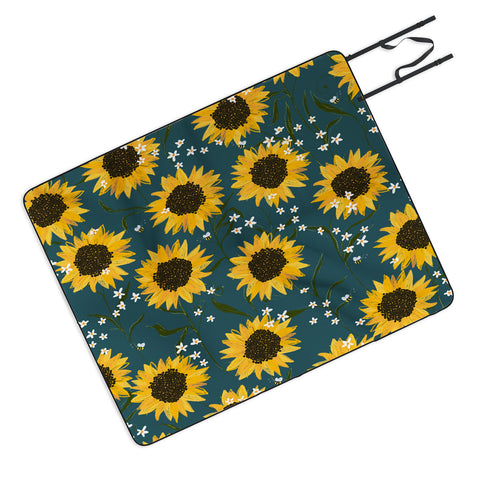 Joy Laforme Summer Garden Sunflowers Picnic Blanket