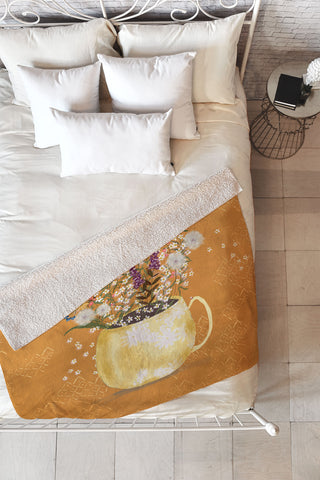 Joy Laforme Summer Garden Wildflower Still Life Fleece Throw Blanket