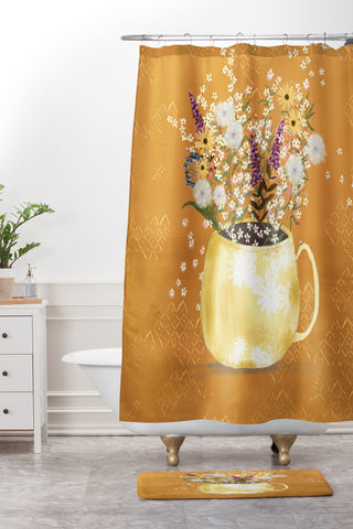 Joy Laforme Summer Garden Wildflower Still Life Shower Curtain And Mat
