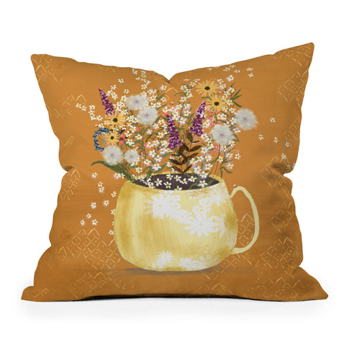 Joy Laforme Summer Garden Wildflower Still Life Throw Pillow