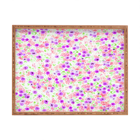 Joy Laforme Sun Faded Floral In Lavender Rectangular Tray