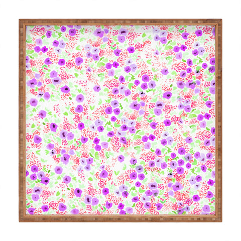 Joy Laforme Sun Faded Floral In Lavender Square Tray
