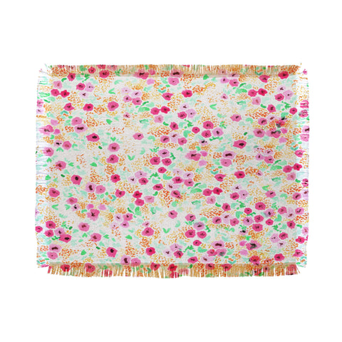 Joy Laforme Sun Faded Floral Pink Throw Blanket