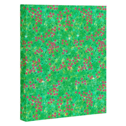 Joy Laforme Tropical Wild Blooms In Green Art Canvas