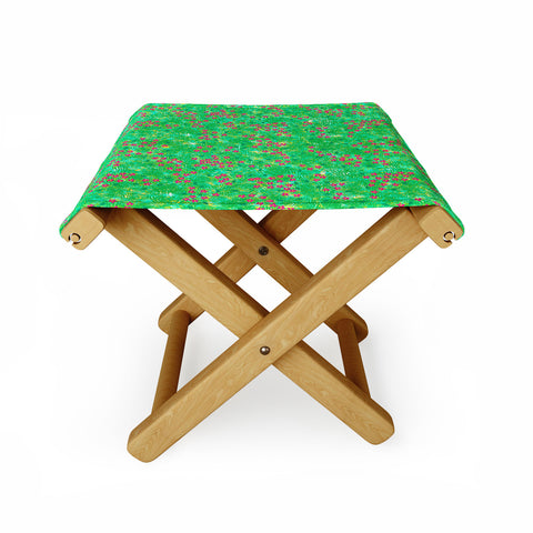 Joy Laforme Tropical Wild Blooms In Green Folding Stool