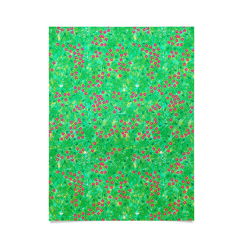 Joy Laforme Tropical Wild Blooms In Green Poster