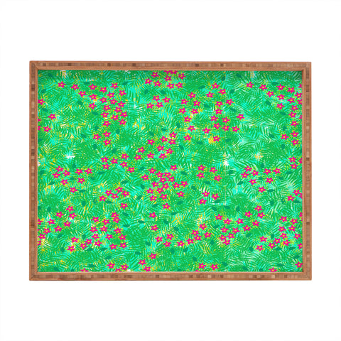 Joy Laforme Tropical Wild Blooms In Green Rectangular Tray