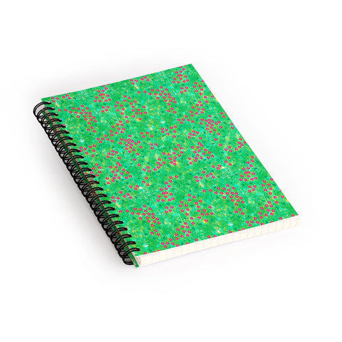 Joy Laforme Tropical Wild Blooms In Green Spiral Notebook
