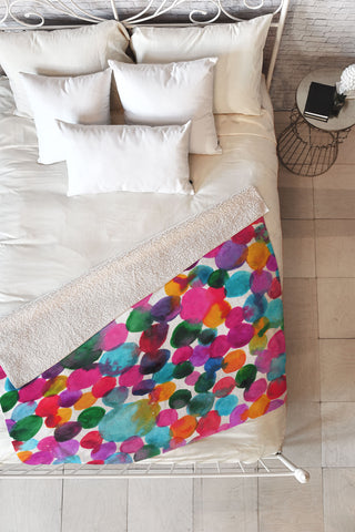 Joy Laforme Watercolor Polka Dot I Fleece Throw Blanket