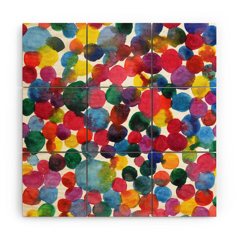 Joy Laforme Watercolor Polka Dot II Wood Wall Mural