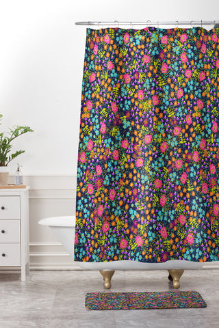 Joy Laforme Wild Blooms Shower Curtain And Mat