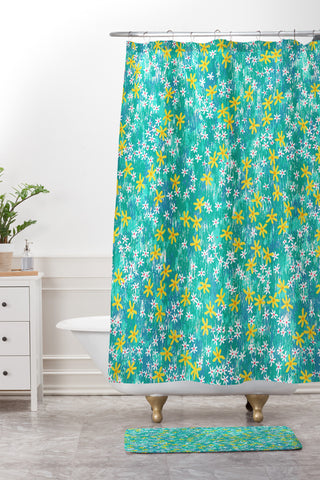 Joy Laforme Wild Daisies Shower Curtain And Mat