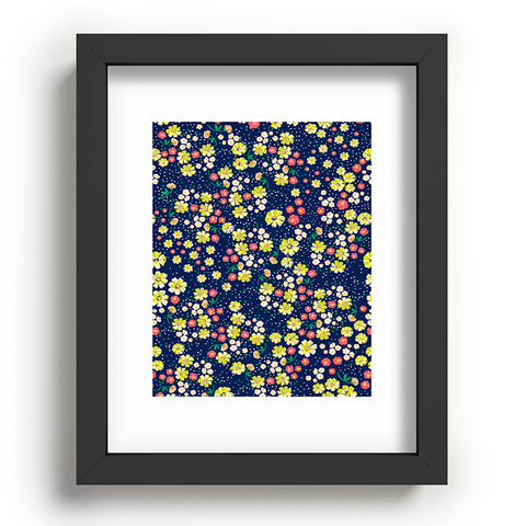 Joy Laforme Wild Floral Ditsy In Navy Recessed Framing Rectangle
