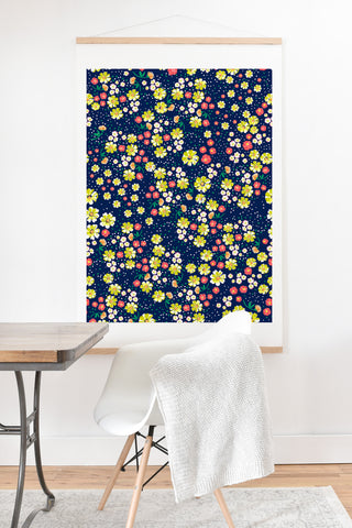 Joy Laforme Wild Floral Ditsy In Navy Art Print And Hanger