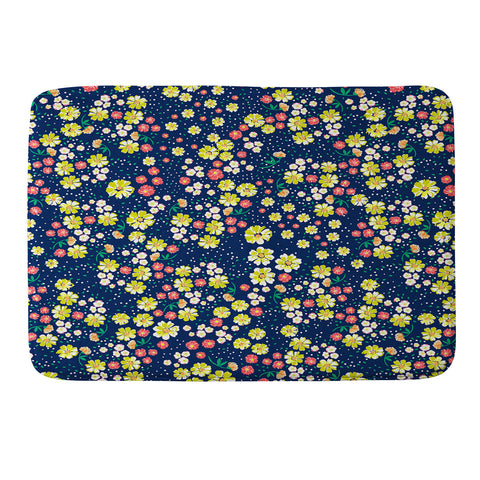 Joy Laforme Wild Floral Ditsy In Navy Memory Foam Bath Mat