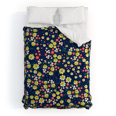Joy Laforme Wild Floral Ditsy In Navy Comforter