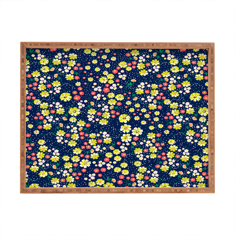 Joy Laforme Wild Floral Ditsy In Navy Rectangular Tray
