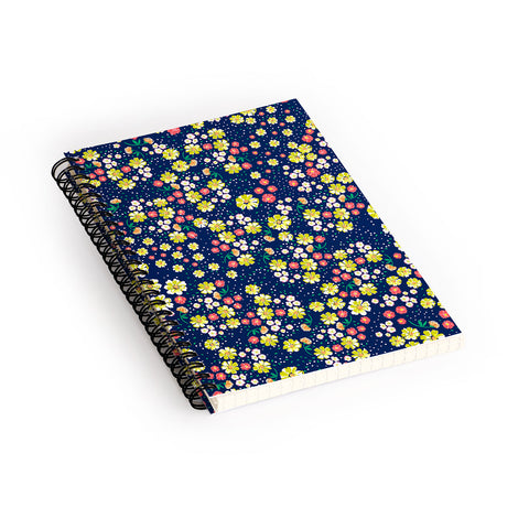 Joy Laforme Wild Floral Ditsy In Navy Spiral Notebook