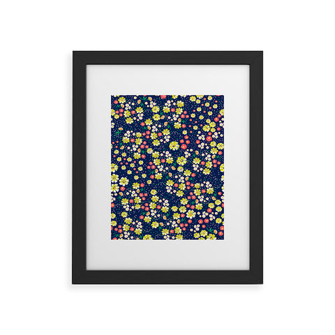 Joy Laforme Wild Floral Ditsy In Navy Framed Art Print