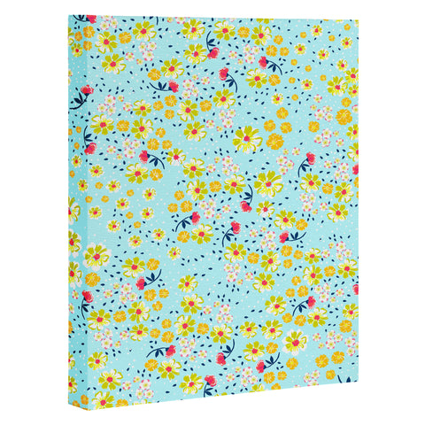 Joy Laforme Wild Floral Ditsy In Pale Blue Art Canvas