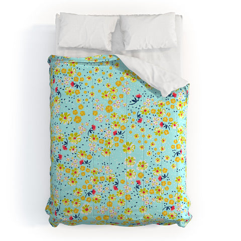 Joy Laforme Wild Floral Ditsy In Pale Blue Comforter