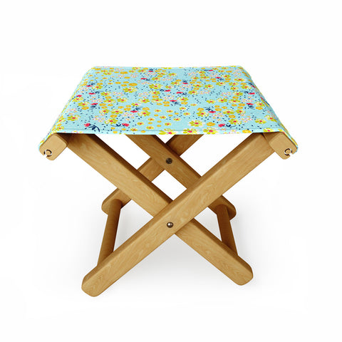 Joy Laforme Wild Floral Ditsy In Pale Blue Folding Stool