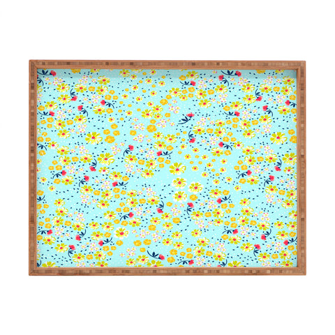 Joy Laforme Wild Floral Ditsy In Pale Blue Rectangular Tray