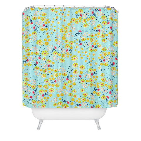 Joy Laforme Wild Floral Ditsy In Pale Blue Shower Curtain