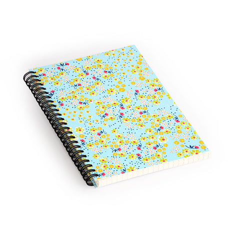 Joy Laforme Wild Floral Ditsy In Pale Blue Spiral Notebook