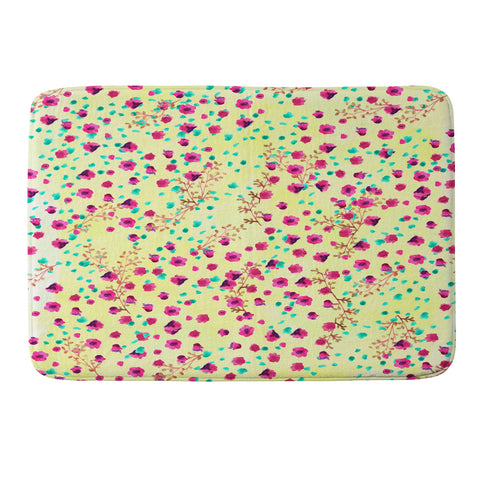 Joy Laforme Wind Swept Floral Lime Memory Foam Bath Mat