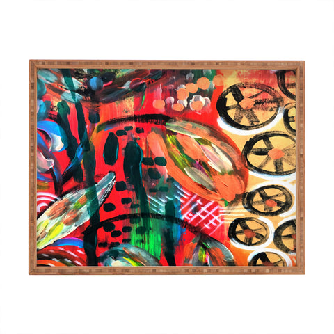 Julia Da Rocha Abstract Bloom Rectangular Tray