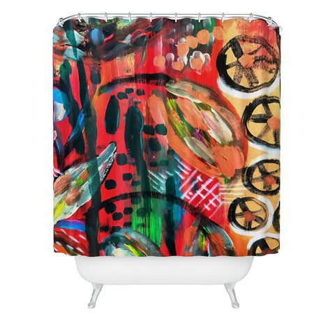 Julia Da Rocha Abstract Bloom Shower Curtain